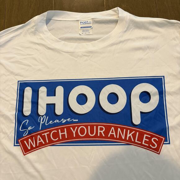 IHOOP Shirt Mens Medium White Port & Company Performance Basketball Graphic Tee - Picture 3 of 9